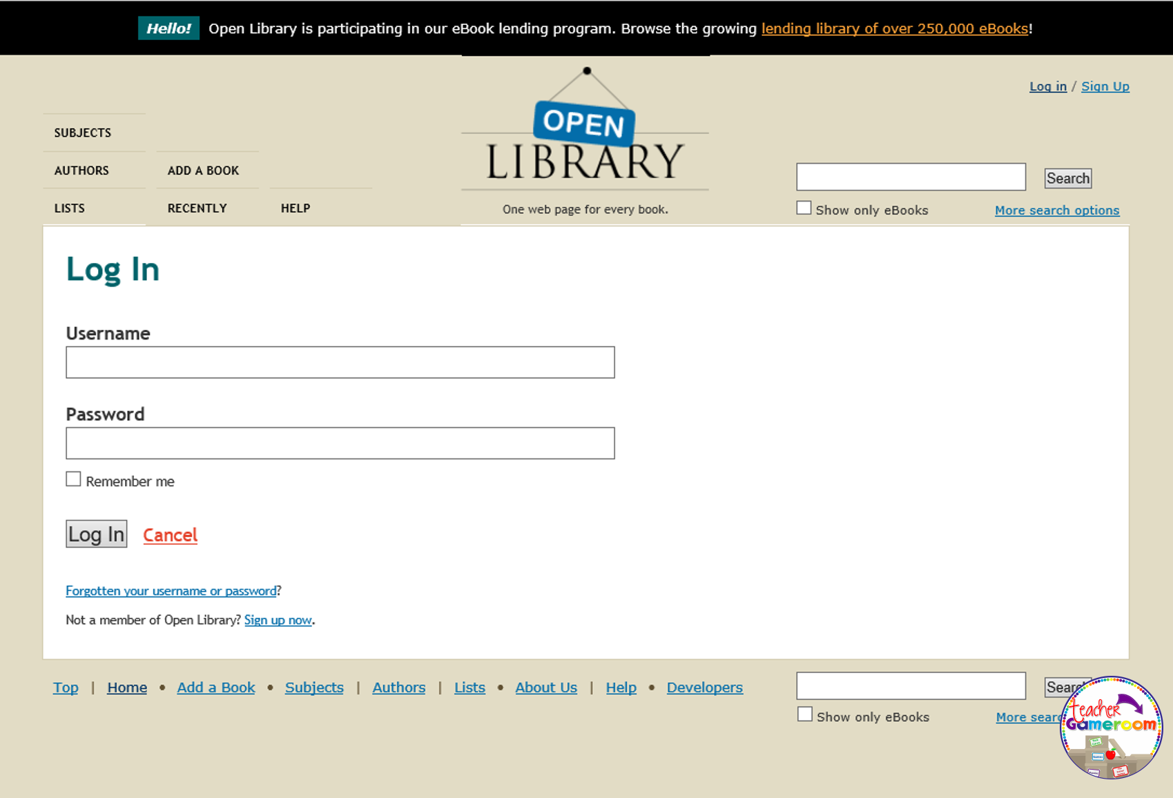 2 - Open Library Log in