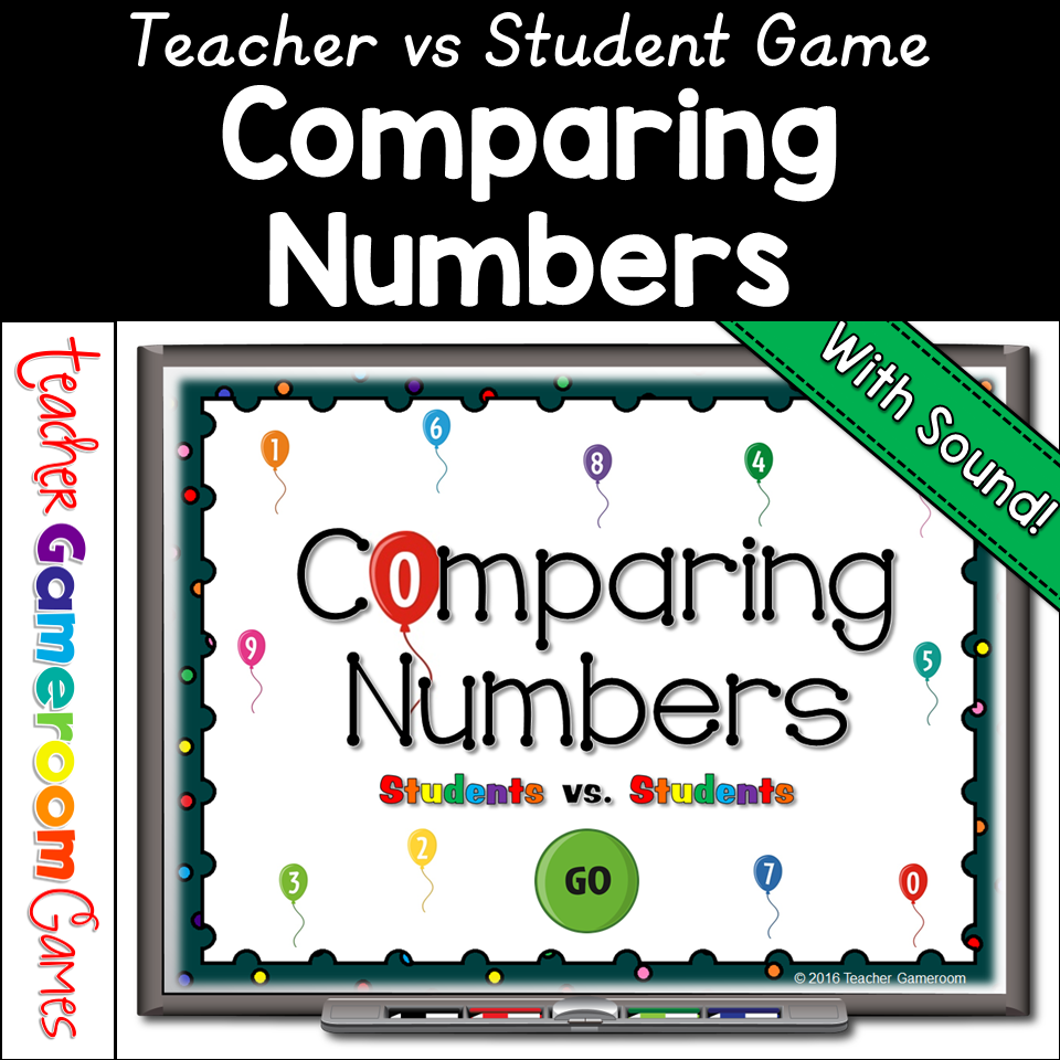 Comparing Numbers Balloon Teacher Vs Student Powerpoint Game Cover