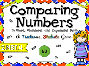 Comparing Numbers in Word, Standard, Expanded Form Teacher vs Student Game