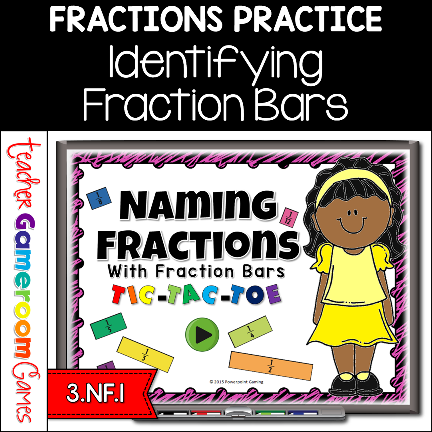 Identifying Fractions Tic Tac Toe Powerpoint Game Cover