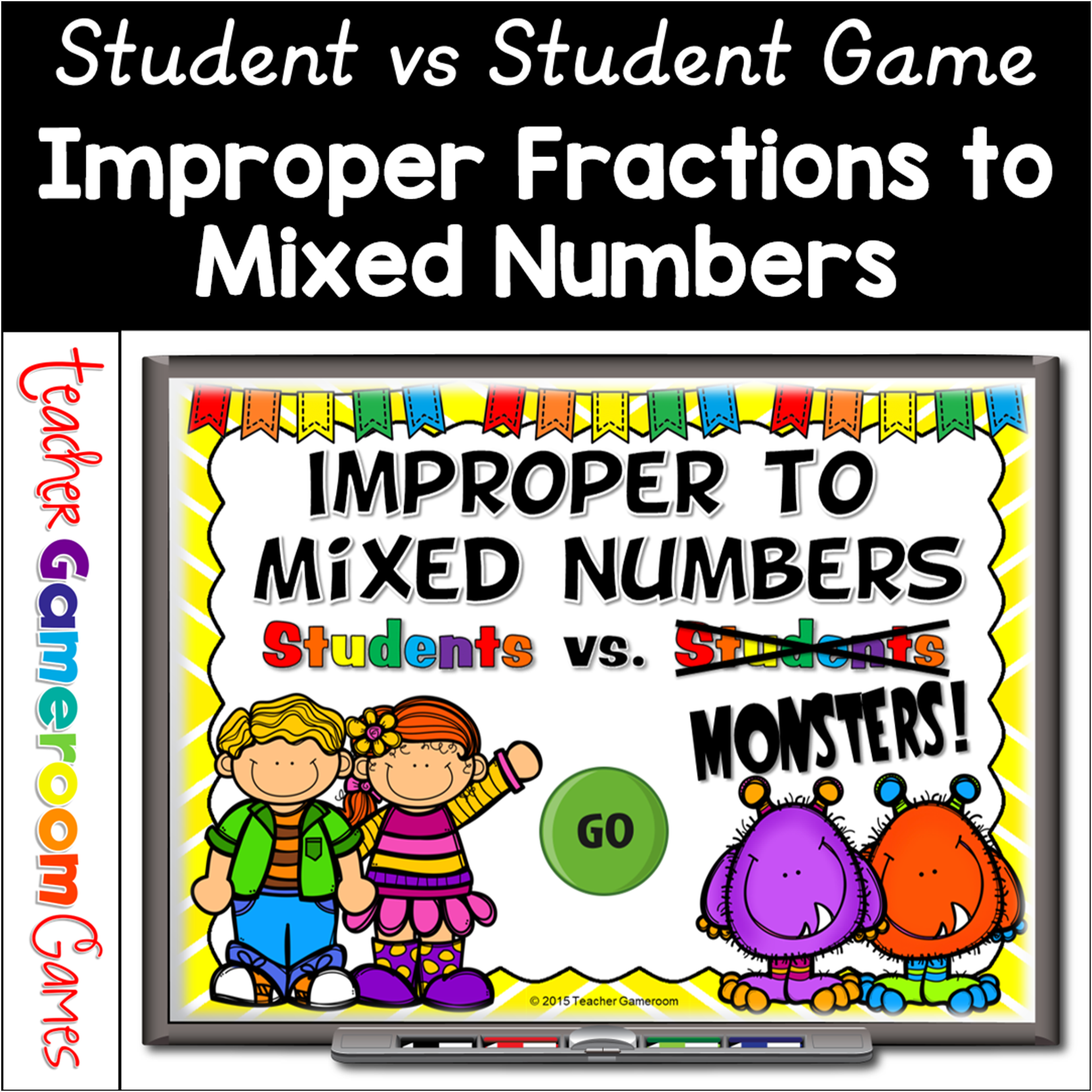 Improper Fractions To Mixed Numbers Student Vs Student Powerpoint Game Cover