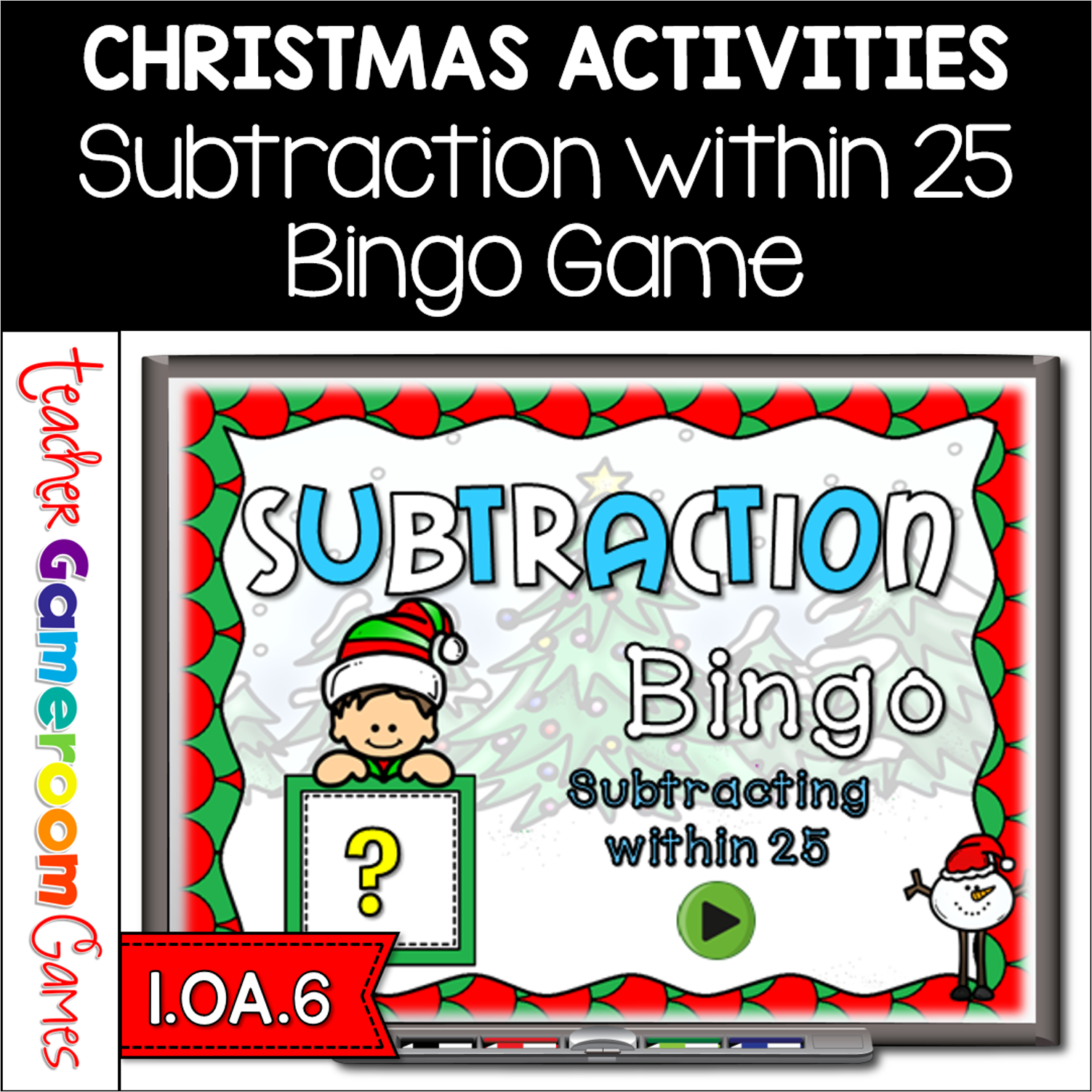 Subtracting Within 25 Christmas Bingo Powerpoint Game Cover