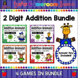 2 Digit Addition Digital Mini Game Bundle