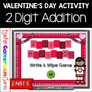 2 Digit Addition Valentine's Day Write and Wipe Powerpoint Game