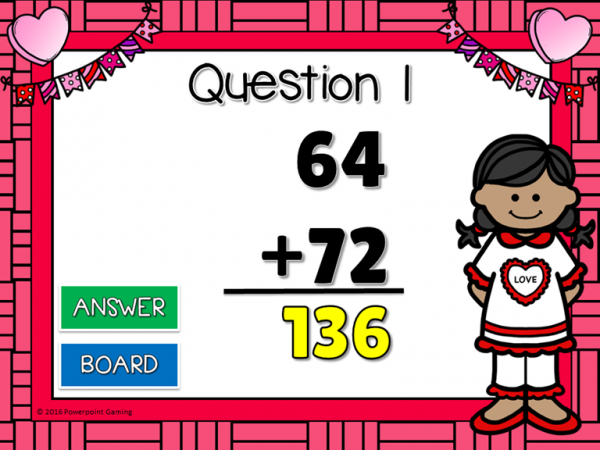 2 Digit Addition Valentine's Day Write and Wipe Powerpoint Game - Image 3