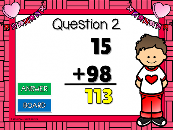2 Digit Addition Valentine's Day Write and Wipe Powerpoint Game - Image 4