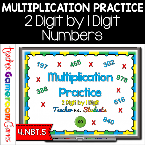 2 Digit by 1 Digit Multiplication Teacher vs Student Powerpoint Game
