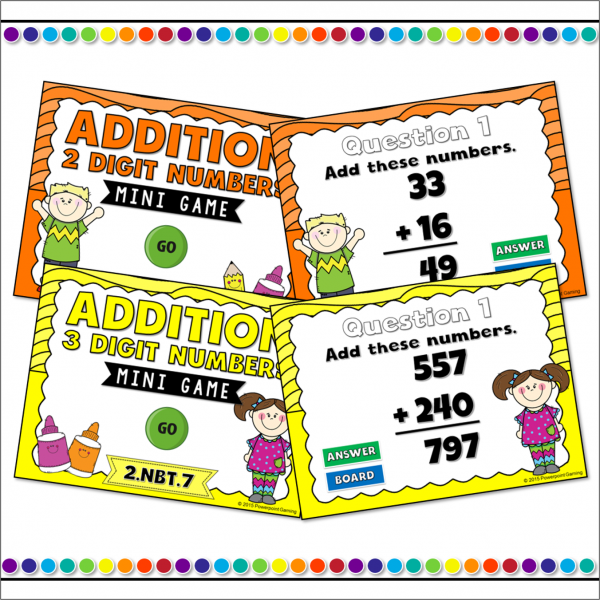 Add-Subtract 2 & 3 Digit Numbers Mini Game Bundle - Image 2
