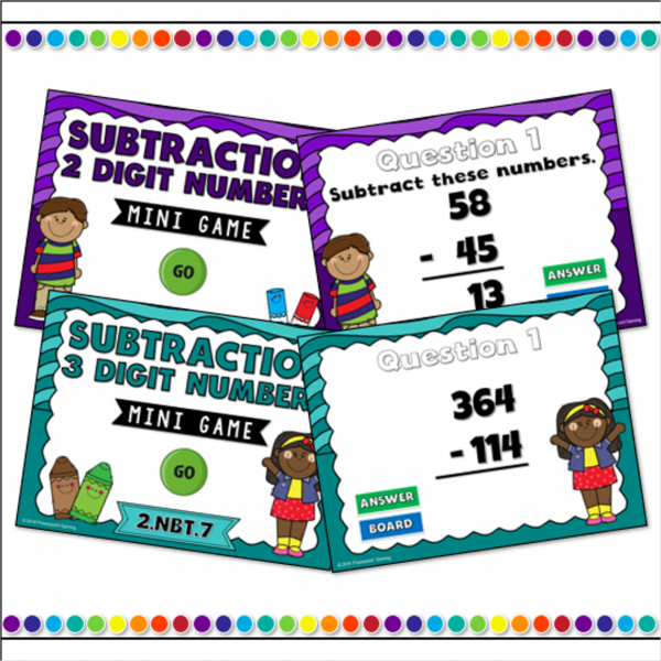 Add-Subtract 2 & 3 Digit Numbers Mini Game Bundle - Image 3