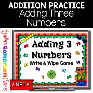 Adding 3 Numbers Write and Wipe Powerpoint Game