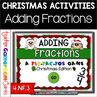 Adding Fractions Christmas Tic-Tac-Toe Powerpoint Game