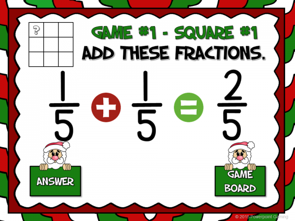 Adding Fractions Christmas Tic-Tac-Toe Powerpoint Game - Image 3