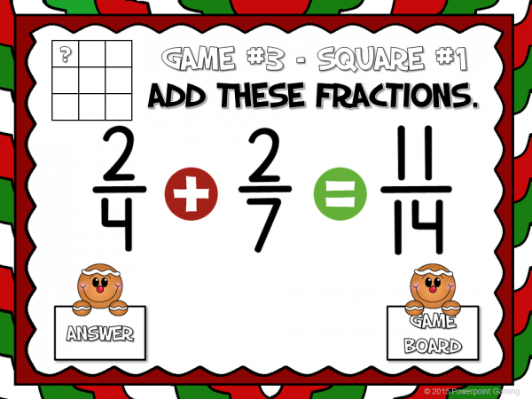 Adding Fractions Christmas Tic-Tac-Toe Powerpoint Game - Image 5