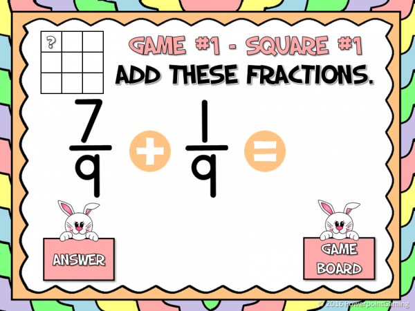 Adding Fractions Easter Tic-Tac-Toe Powerpoint Game - Image 3