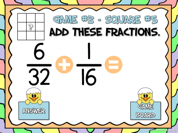 Adding Fractions Easter Tic-Tac-Toe Powerpoint Game - Image 4