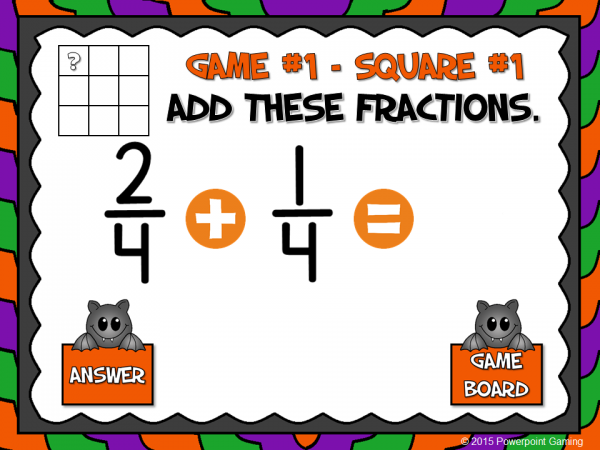 Adding Fractions Halloween Tic-Tac-Toe Powerpoint Game Cover - Image 2