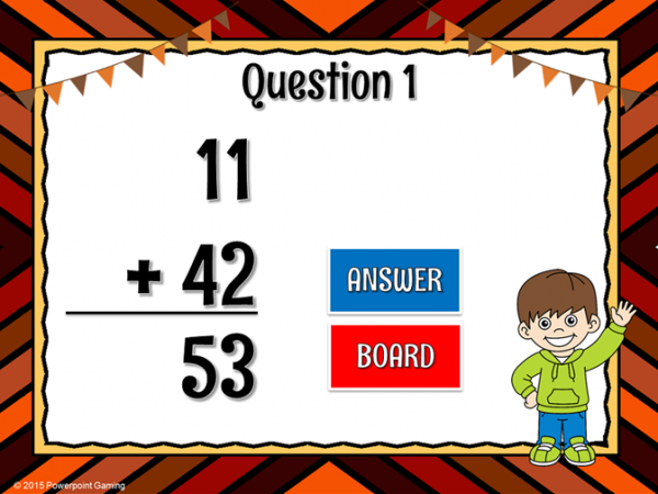 Adding Within 100 Fall Teacher v s Student Powerpoint Game - Image 3