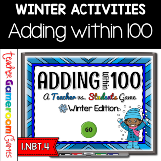 Adding Within 100 Winter Teacher vs Student Powerpoint Game