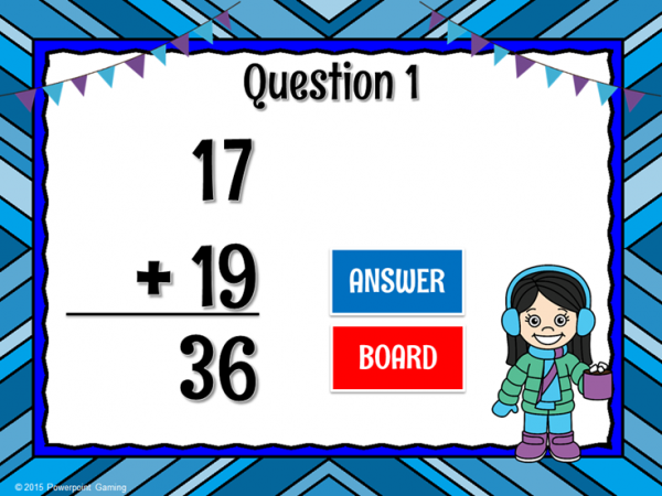 Adding Within 100 Winter Teacher vs Student Powerpoint Game - Image 2