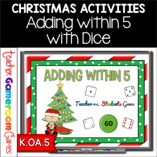 Adding Within 5 Christmas Teacher vs Student Powerpoint Game