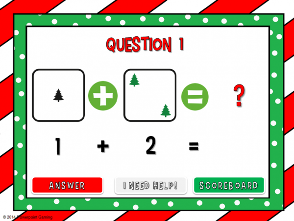 Adding Within 5 Christmas Teacher vs Student Powerpoint Game - Image 3