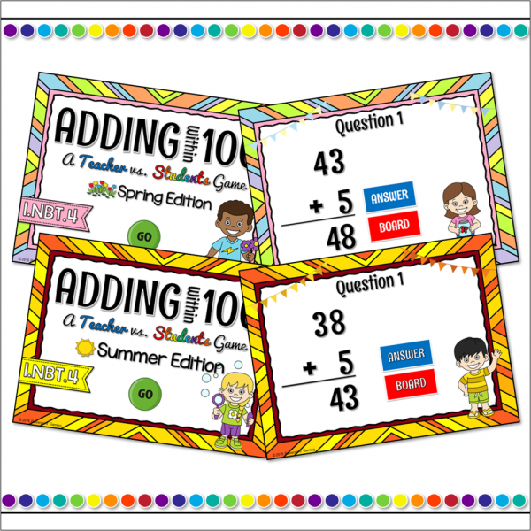 Adding within 100 Seasons Powerpoint Game Bundle