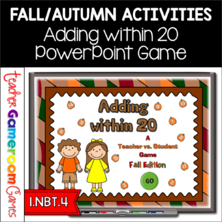 Adding within 20 Fall Teacher vs Student Powerpoint Game