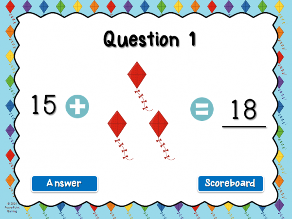 Adding within 20 with Kites Teacher vs Student Powerpoint Game - Image 2