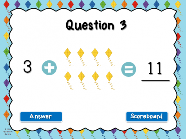 Adding within 20 with Kites Teacher vs Student Powerpoint Game - Image 3