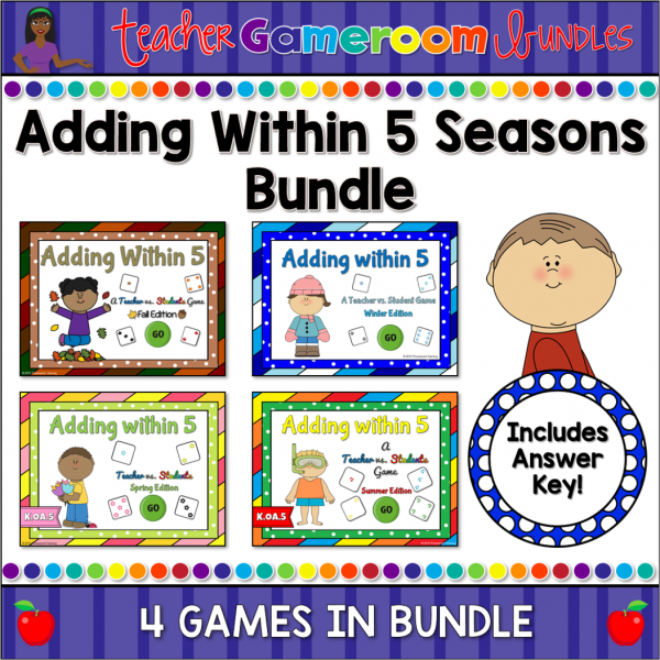Adding within 5 Seasons Powerpoint Game Bundle