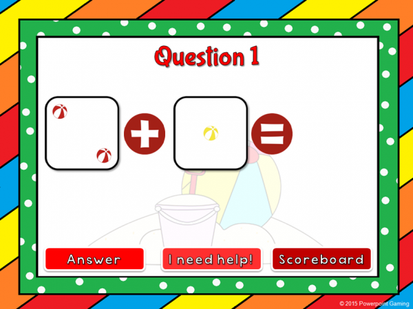 Adding within 5 Summer Teacher vs Student Powerpoint Game - Image 2