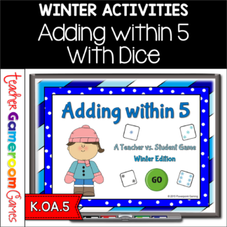 Adding within 5 Winter Teacher vs Student PowerPoint Game