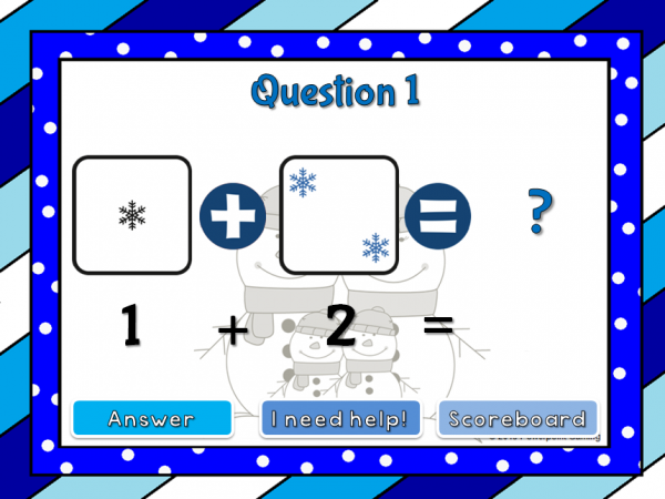 Adding within 5 Winter Teacher vs Student PowerPoint Game - Image 2