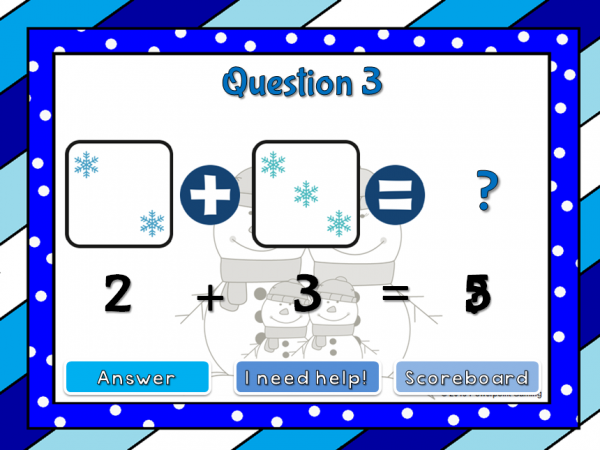 Adding within 5 Winter Teacher vs Student PowerPoint Game - Image 3