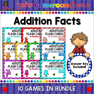 Addition Facts Practice Flash Card Powerpoint Game Set