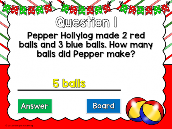Addition and Subtraction Word Problems Christmas Mini PowerPoint Game - Image 2