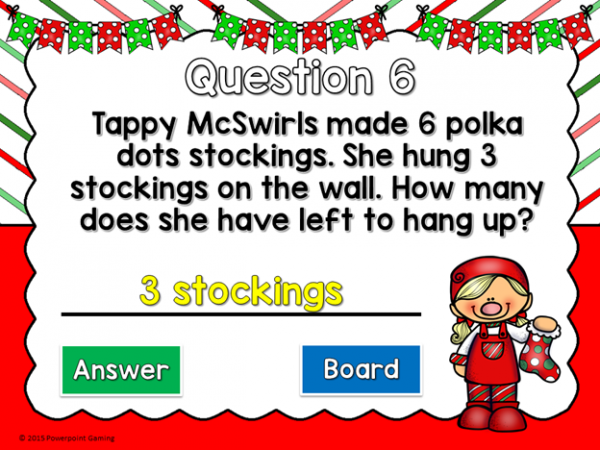 Addition and Subtraction Word Problems Christmas Mini PowerPoint Game - Image 3