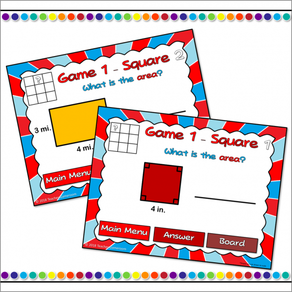 Area and Perimeter Customary Tic-Tac-Toe Powerpoint Game - Image 2