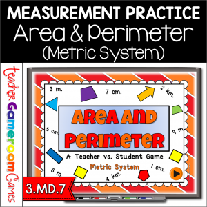 Area and Perimeter Metric Teacher vs Student Powerpoint Game