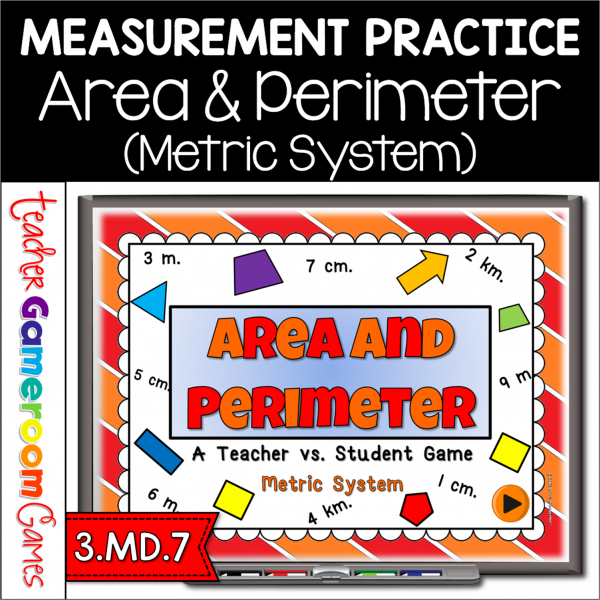 Area and Perimeter Metric Teacher vs Student Powerpoint Game