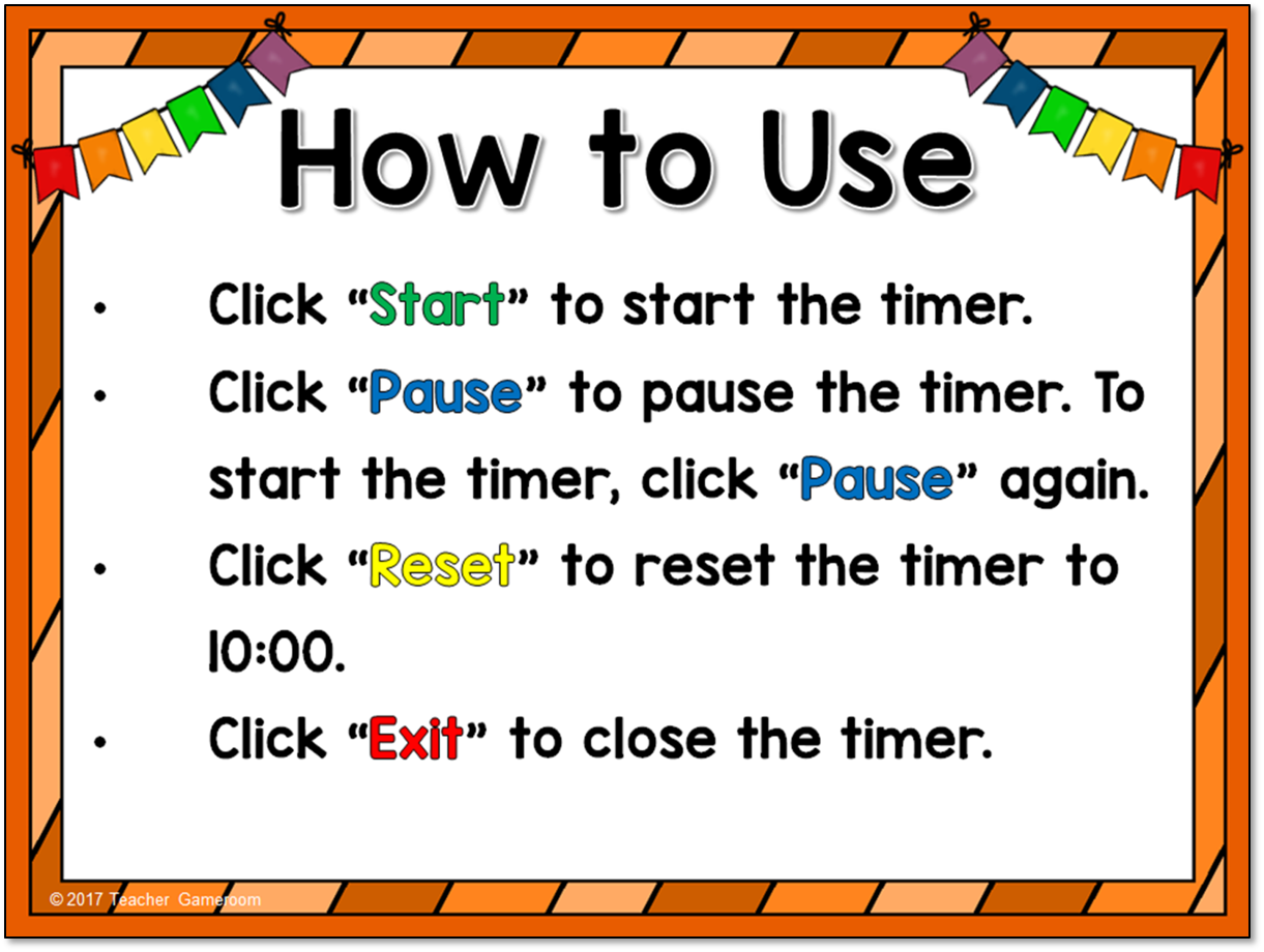 Classroom Timer - 10 Minutes - Teacher Gameroom