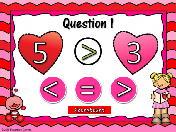 Comparing Numbers Valentine's Day Teacher vs Student Powerpoint Game - Image 4