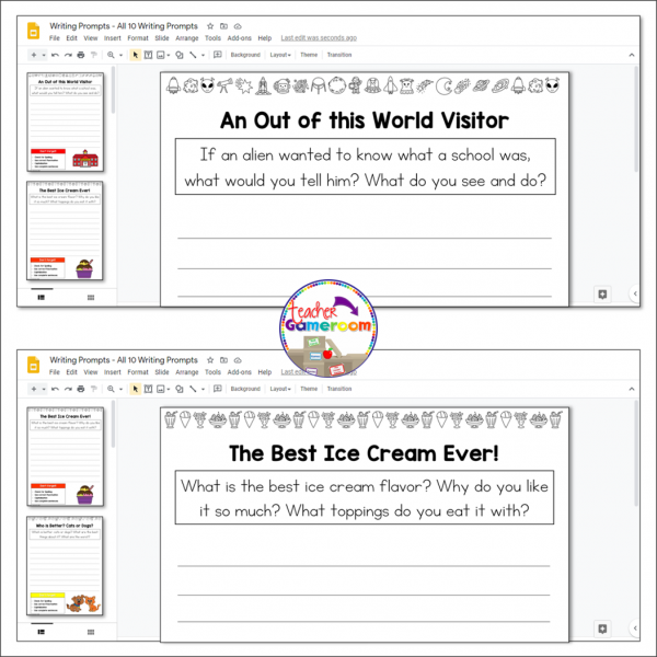 Freebie - Digital Writing Prompts Google Activity - Image 4