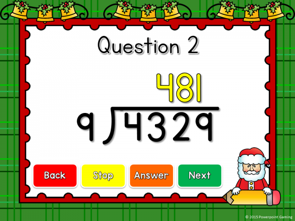 Dividing 4 Digit by 1 Digit Numbers Click and Go Powerpoint Game - Image 2