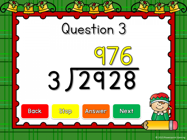 Dividing 4 Digit by 1 Digit Numbers Click and Go Powerpoint Game - Image 3