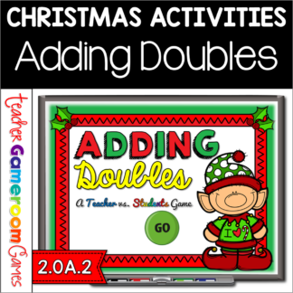 Doubles Facts Christmas Teacher vs Student Powerpoint Game