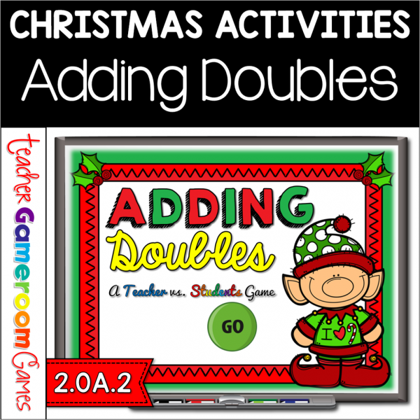 Doubles Facts Christmas Teacher vs Student Powerpoint Game