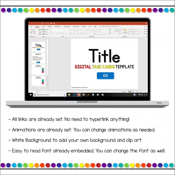 Editable Digital Task Cards Powerpoint Game Template - Image 4
