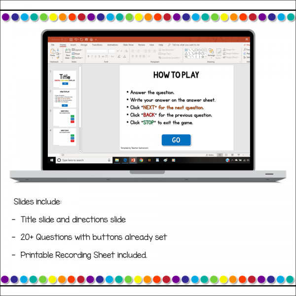Editable Digital Task Cards Powerpoint Game Template - Image 2