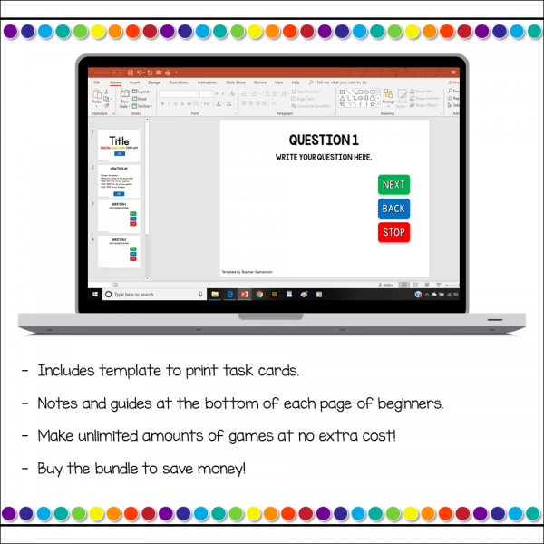 Editable Digital Task Cards Powerpoint Game Template - Image 3